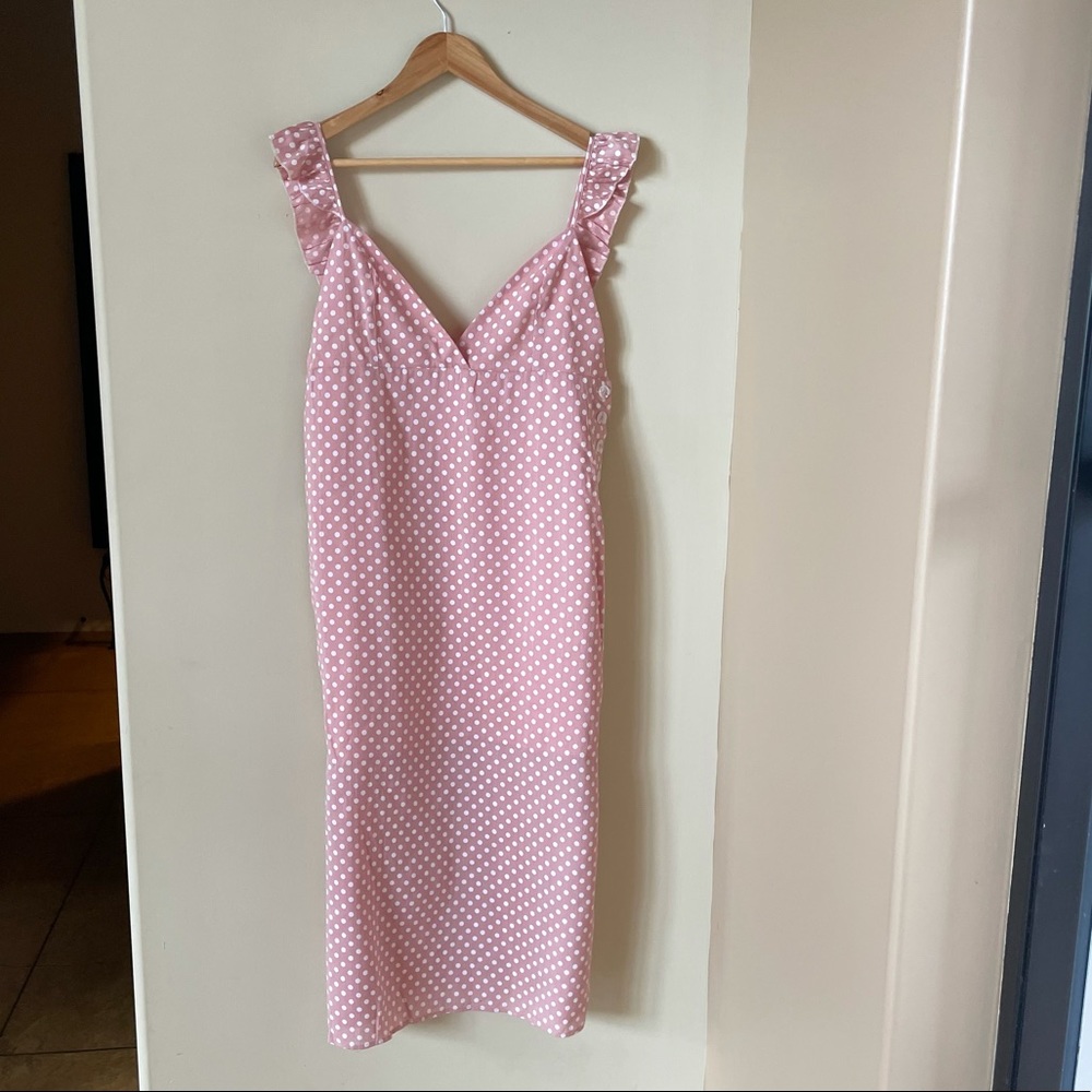 English Factory, PINK POLKA DOT MIDI DRESS, Large